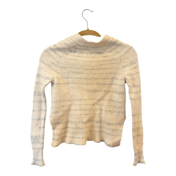 360 Cashmere Cashmere Cardigan Cream Speckled Striped V Neck Small - Picture 4 of 5